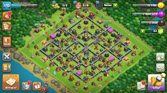 TH 14-BH 9|LV 170|Limit Skin|HH 8|BK 52,AQ 82,GW 50,MP 43,RC 26|1 Book Of Building|CN ON|Protect OFF|(COC1887)