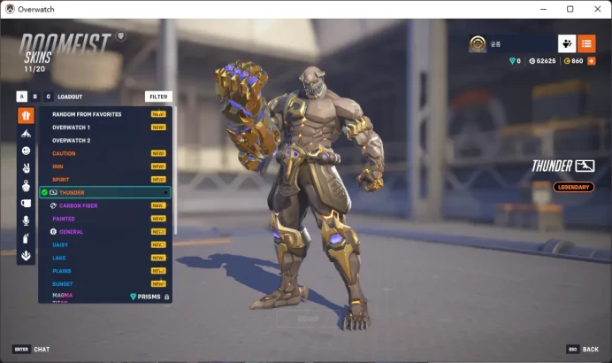 DOOMFIST / THUNDER /  GENJI / SEOUL DYNASTY AWAY / 10 Gold Weapons / Full Mail Access / see the picture / Please Read Description / donyk