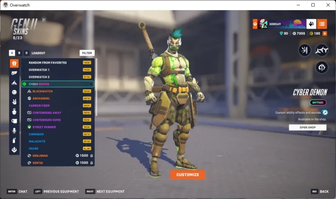 GENJI / CYBER DEMON / MERCY / NEW YORK EXCELSIOR AWAY/ Full Mail Access / see the picture / Please Read Description / roiw