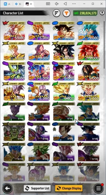 238M Total Power|LV146|2 UL+ 16 LL|SS4 Goku, SS goku, Majin Buu, Cell,, etc |Android|CheckSS(DBL937)