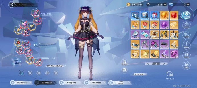 TOF107 | Lv 100 - SV Eden - CS 217661- Apex CS 218893 - 12 Weapon 6* - 11 Weapon Lv 200 - 1 Haute Couture - 16 Outfits - 36 Simulacra- 4 Wings -