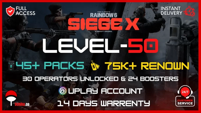 Level 50 | UPLAY (10 Gun Skins) (45 pack) (30 Operators) 75K+ Renown Hand Levelled Ranked Ready #paniport19364