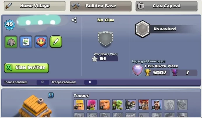 M30◆World Rare Th 5 Max◆Legend League Trophy 5007◆Full Obstacles, Old Stone, Statue, Xmas Tree◆5 Builder◆Fully Safe Account