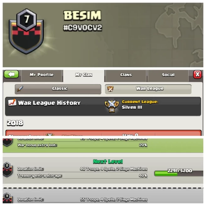 C231◈CLAN NAME: BESIM◈CLAN LEVEL: 7◈WAR LOG: SILVER III◈INSTANT DELIVERY ▰EXTRA ORDINARY STORE