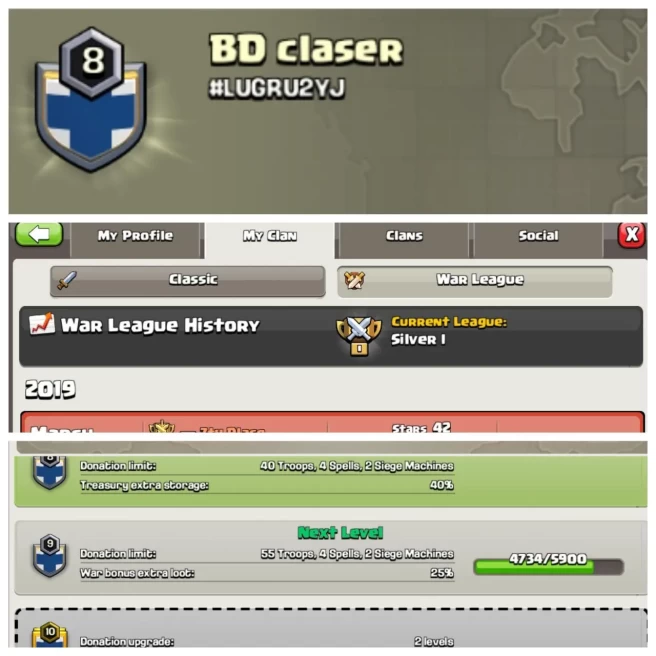 C253◆◆CLAN NAME: BD Clasher◆CLAN LEVEL: 8◆WAR LOG: SILVER I◆INSTANT DELIVERY▰EXTRA ORDINARY STORE