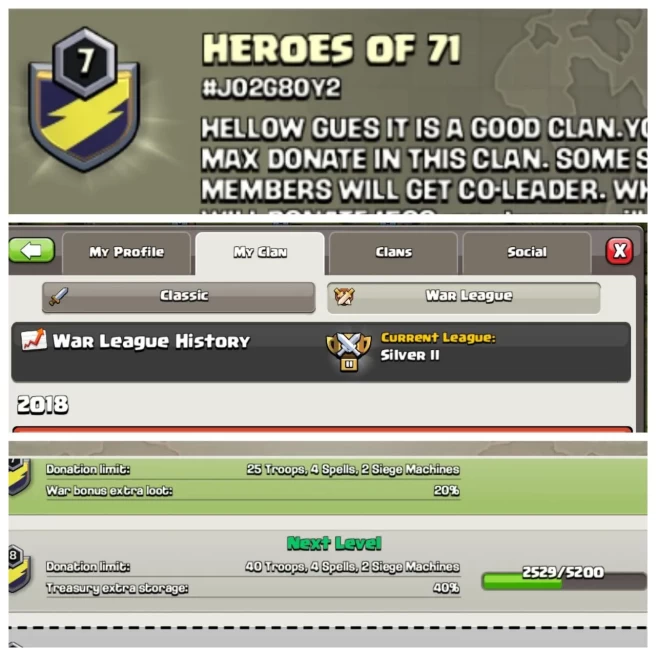 C312▰CLAN NAME: HEROS OF 71▰CLAN LEVEL: 7▰WAR LOG: SILVER II▰KYC SELLER◆EXTRA ORDINARY STORE