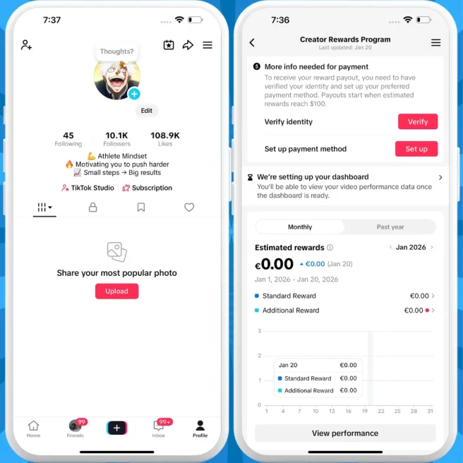 [Discounted] Germany Monetized Creator Rewards Program Account | 10K Authentic Followers & 108K Likes | Verified Screenshots + Instant Delivery