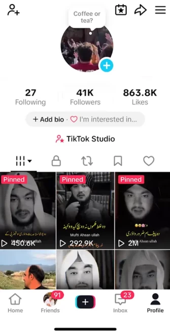 France Monetized Account/ 41K Followers+863K Likes/ Creator Rewards Program Activated/ Live Stream/ Full Access