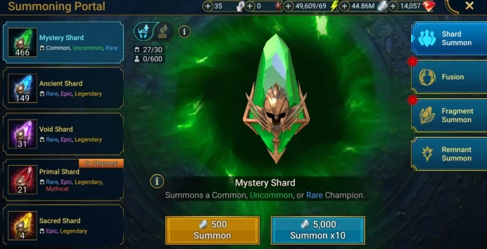 Starter with Lilitu + Shards : 149 Ancient, 31 Void, 21 Primal, 4 Sacred | Ninja + 16 Login Legendary | Mine max