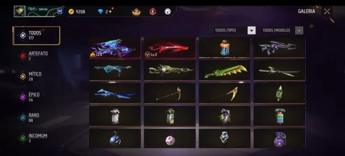 Lv 57 / 2 ARTIFACTS Gun's / Ak Lv 4 /Shotgun Lv 3 / MYTHIC 28 / EPIC 56 / Clothes 174 / Pants 107 / Shoes 106 / cod 17