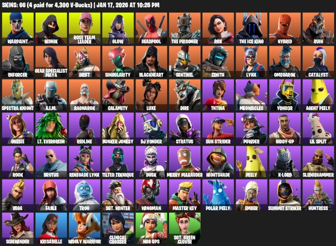66 Skins | OG STW | IKONIK | Glow | The Prisoner |