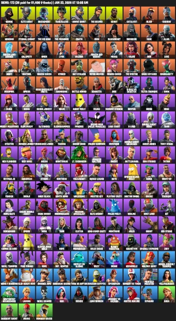 173 skins | Renegade Raider | Aerial Assault Trooper | IKONIK | The Reaper | Elite Agent | Gold Brutus | Gold Midas