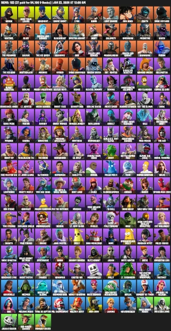 183 Skins | OG STW | IKONIK | Take The L | Reflex | Rogue Agent | Hybrid | Calamity