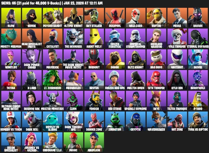 65 Skins | Glow, IKONIK, Psycho Bandit