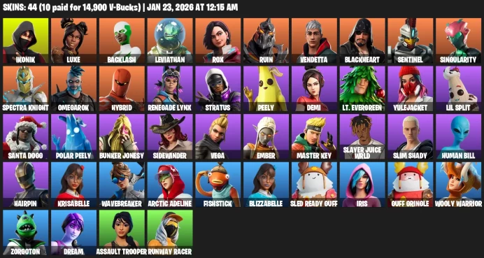 44 Skins | ikonik | vendetta | rox | singularity | spectra knight