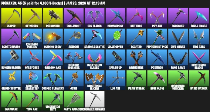 68 Skins | OG STW | Wonder | IKONIK | Rose Team Leader | Warpaint | Omega (Lights) | Rose Glow | Mean Streak | Ol Woody