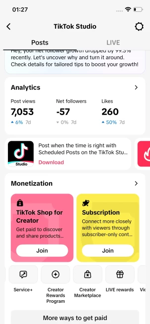  Monetized Account/ 23K Followers+330K Likes/ Creator Rewards Program Activated/ Full Access/Live Stream