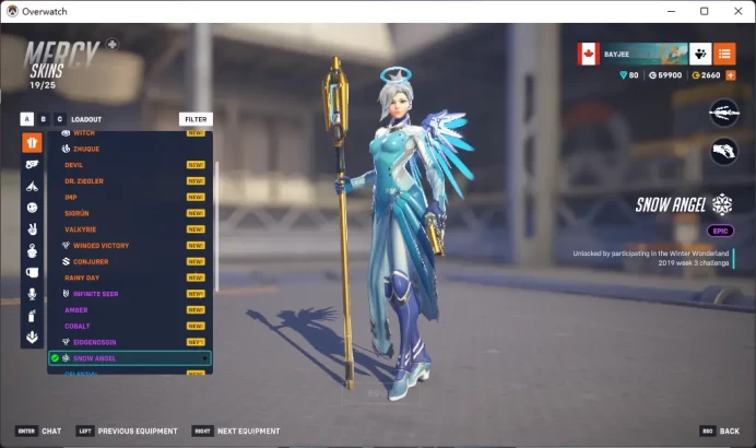 Snow Angel / OVERWATCH LEAGUE WHITE  /  32 Gold Weapons / Full Mail Access / see the picture / Please Read Description / c8666