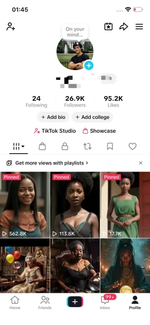  Monetized Account/ 26K Followers+90K Likes/ Creator Rewards Program Activated/ Full Access/Live Stream
