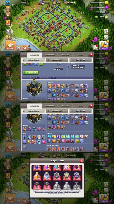 AR206- TH17 Near Max | XP 212 | BK70 AQ75 MP58 GW62 RC31 | +1006 Gems | 3 Heroes Skins & 8 Epic Equipment | 100% Secure SCID | iOS & Android