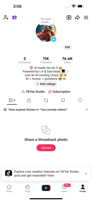 US Monetized Account Creator Rewards Program Active | 11k Real Followers 76k Likes | Real Screenshots + Full Access + Account in Good Standing
