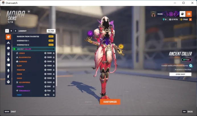 1960 Overwatch Coins / ANCIENT CALLER / MOIRA / Full Mail Access / see the picture / Please Read Description / tmgvz