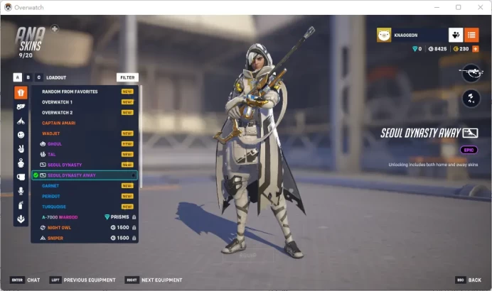 SEOUL DYNASTY AWAY / 4 Gold Weapons / Full Mail Access / see the picture / Please Read Description / csjcb