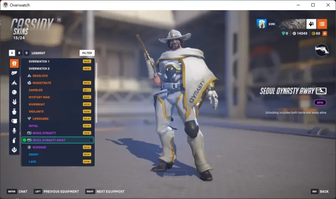 SEOUL DYNASTY AWAY / 4 Gold Weapons / Full Mail Access / see the picture / Please Read Description / fmgj