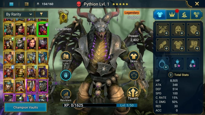 Lv25 574K Power|1 Mythical(Galathir)29 Legendary(wixwell,Xenomorph,Candraphon,Fortus,Pythion)+90,7K Energy|Check SS(RSL1160)