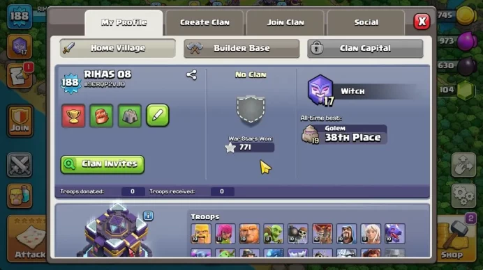 TH 15 - BH 9|Limited Skin|LV 188|HH 9|BK 78,AQ 73,GW 56,MP 55,RC 35|CN OFF|Protect ON|TAKE MAIL(COC1907)