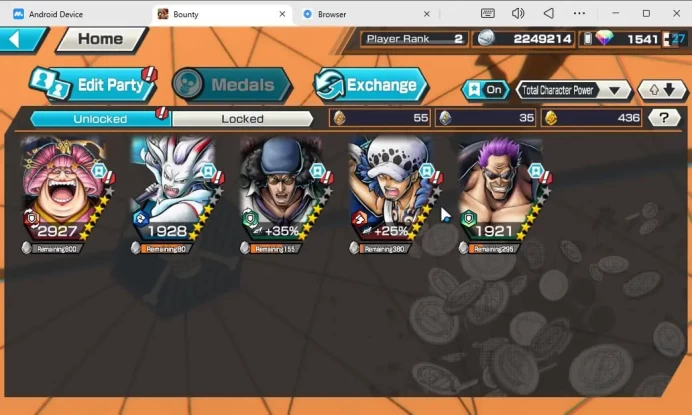 Global / Android| 5 EX META + 1,5K RD|Oniga Oiran,Okuchi Yamato,BP Kuzan,Trafalgar Law,F Zephyr|Rank 2|Bandai|Check SS(OPBR1704)