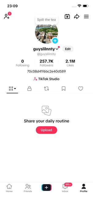Instanly Delivery/ France Monetized 250K Followers+2.1M Likes Account/ Creator Rewards Program Activated/ Live Stream/ Full Access