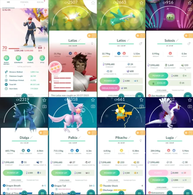 1933 Level 70 Shundo Latias Groudon100 Shiny Carbink Shiny Dialga Origin Shiny Palkia Origin
