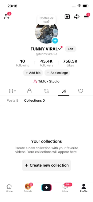 Instanly Delivery/ Monetized 45K Followers+730K Likes Account/ Creator Rewards Program Activated/ Live Stream/ Full Access