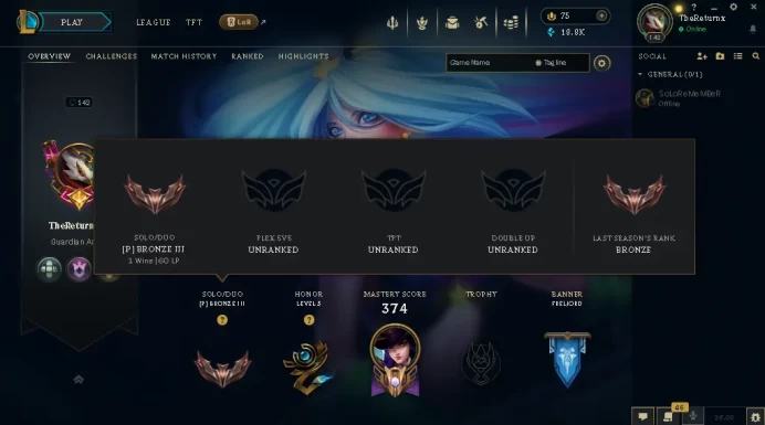 EUW -(S16) BRONZE 3(60LP) %100WR - 138 Champ - 32 Good Skins(1 Legendary, 7 Epic) - 18.8K BE -HONOR 3- S2 ACC - FULL ACCES