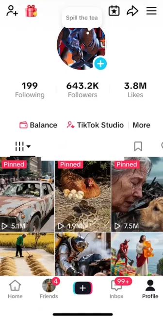 Instanly Delivery/ Monetized 643K Real Followers+3.8M Real Likes Account/ Creator Rewards Program Activated/ Full Access