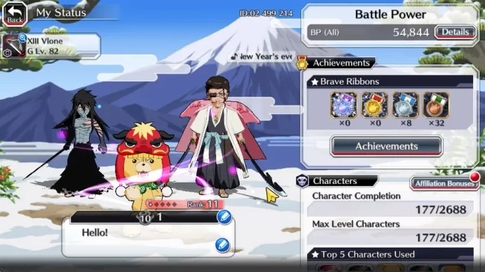 [GLOBAL]6K Orbs+Fresh All Story|Shunsui TYBW26,Nanao Parasol24,Ichigo 9th,Tetsuzaemon,Ulquiorra Unleashed,Etc|Klab ID(BBS2170)