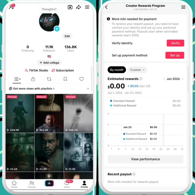 [Discounted] US Monetized Creator Rewards Program Account | 11K Authentic Followers & 137K Likes | Verified Screenshots + Acc in Good Standing