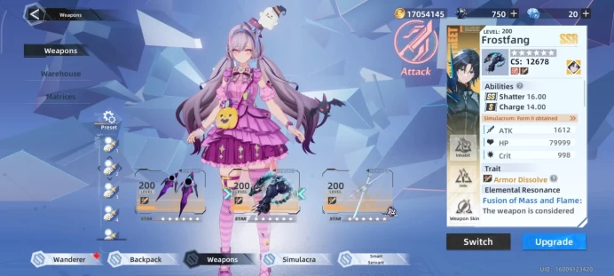 TOF108 | Lv 100 - SV Aeria - CS 406024- Apex CS 412302 - 28 Weapon 6* - 18 Weapon Lv 200 - 11 Haute Couture - 41 Outfits - 49 Simulacra- 5 Wings