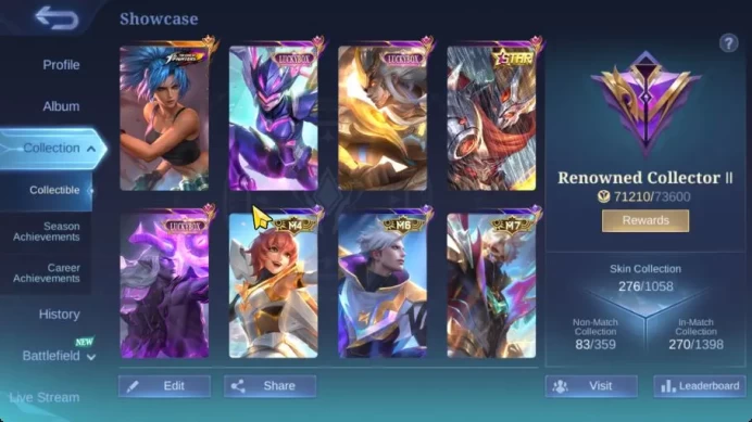Hero 114 Skin 276|High Immo 121|Star Haya, Lbox[Akai,Moskov,Karrie,Martis],2 LB,4 DT,2 Saber,ETC|Take Email|Check SS(MLBB1935)