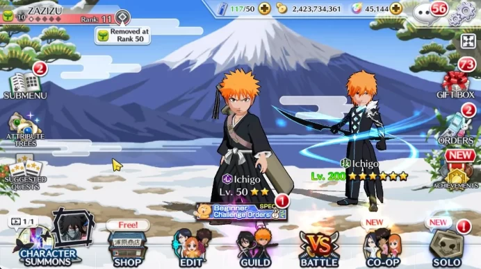[GLOBAL]45K Orbs|10th (Rukia,Ichigo),9th (Greemy,Kenpachi,Ichigo),Neliel Orien,Duo Crescent|6,4K AccTicket|Klab ID(BBS2205)