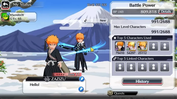 [GLOBAL]45K Orbs|10th (Rukia,Ichigo),9th (Greemy,Kenpachi,Ichigo),Neliel Orien,Duo Crescent|6,4K AccTicket|Klab ID(BBS2205)