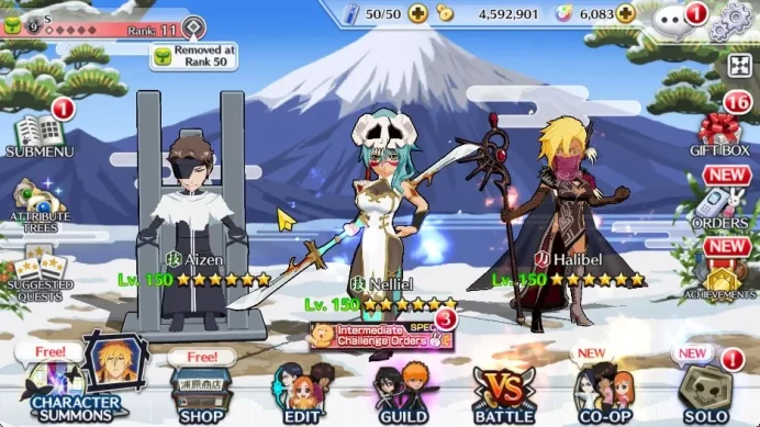 [GLOBAL]6K Orbs+Fresh All Story|Halibel Cacao,Nelliel Orient,Aizen TYBW26,Kon New Year,Yoruichi TYBW25,Etc|Klab ID(BBS2224)