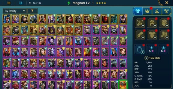 Starter acc with Narses : 89k energy / 57 mln coins / Mother Cybele, Arix, Ninja + 19 Login Legendaries / Maneater, Seeker 2x