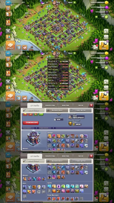TH15 Almost Max | XP 211 | BK81 AQ84 MP64 GW58 RC33 | 7 Heroes Skins & Strong Equipment | 100% Secure SCID | iOS & Android