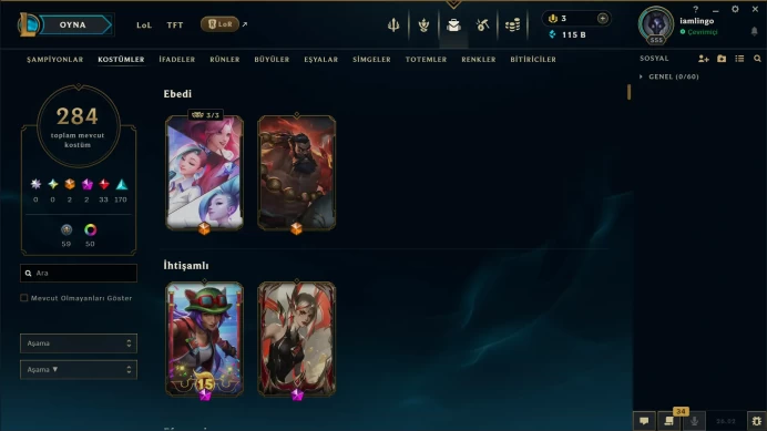 EUW | 284 SKIN | 115K+ BE | 555 LVL | UNRANKED | MAIL CHANGEABLE LEAGUE OF LEGENDS ACCOUNTS
