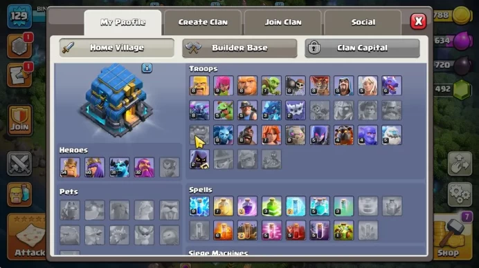 TH 12 - BH 6|Limited Skin|LV 129|HH 6|BK 54,AQ 60,GW 32,MP 31,RC 0 + 2K GEMS|CN OFF|Protect OFF|TAKE MAIL(COC1924)