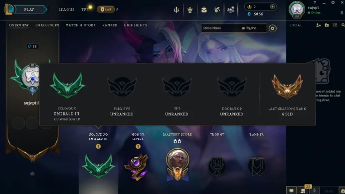 EUW -(S16) EMERALD 3(69LP) - 59 Champ - 8 Good Skins(4 Epic) - 6.6K BE - S11 ACC - FULL ACCES - CHEAP