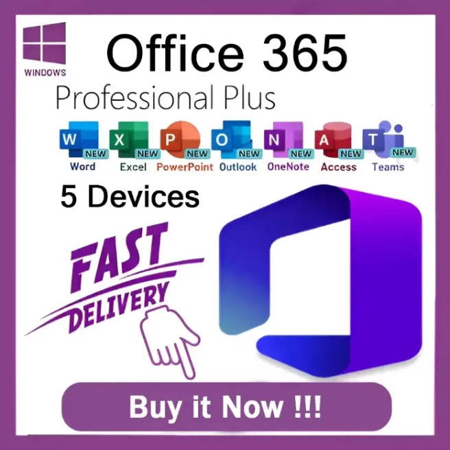 Microsoft Office 365 Professional Plus - 100GB - 5 Device Win/Mac/iOS/Android - Fast Delivery