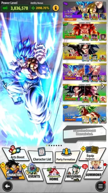 160M Total Power|LV155|2 UL+ 13 LL|SS God Gogeta,SS Goku|Android|CheckSS(DBL959)